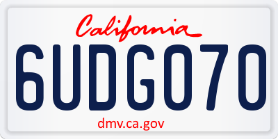 CA license plate 6UDG070