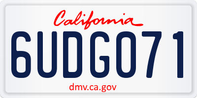 CA license plate 6UDG071