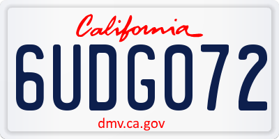 CA license plate 6UDG072