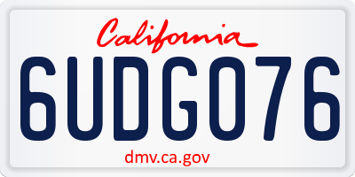 CA license plate 6UDG076