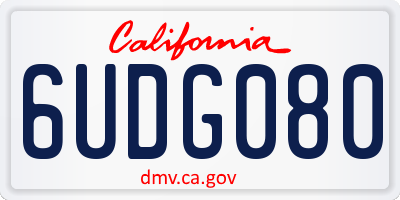 CA license plate 6UDG080