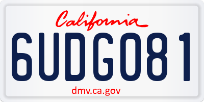 CA license plate 6UDG081