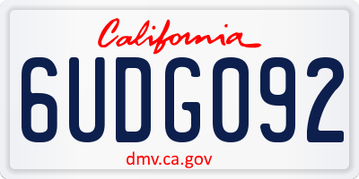 CA license plate 6UDG092