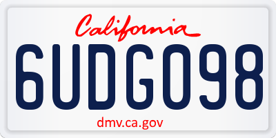 CA license plate 6UDG098