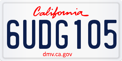 CA license plate 6UDG105