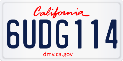 CA license plate 6UDG114