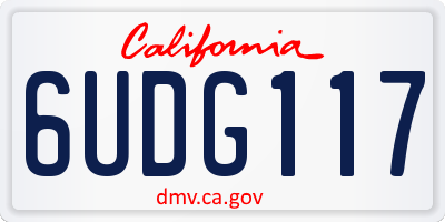 CA license plate 6UDG117
