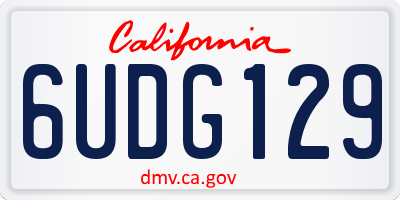 CA license plate 6UDG129