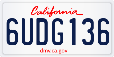 CA license plate 6UDG136
