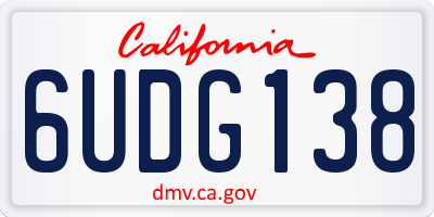 CA license plate 6UDG138