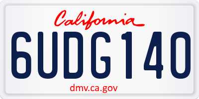 CA license plate 6UDG140