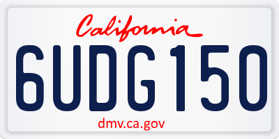 CA license plate 6UDG150