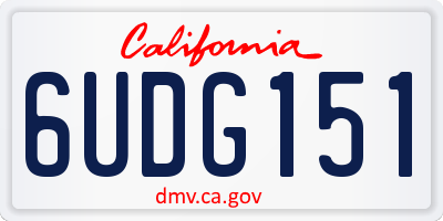 CA license plate 6UDG151