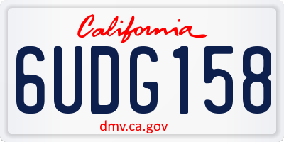 CA license plate 6UDG158