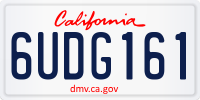 CA license plate 6UDG161