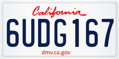 CA license plate 6UDG167