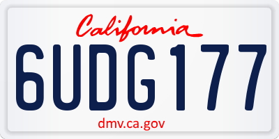 CA license plate 6UDG177