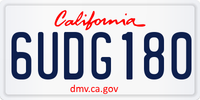 CA license plate 6UDG180