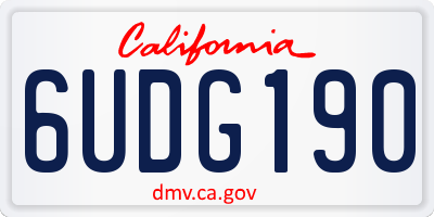CA license plate 6UDG190
