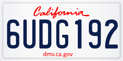 CA license plate 6UDG192
