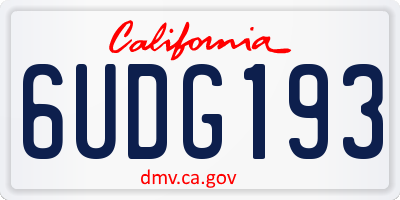 CA license plate 6UDG193