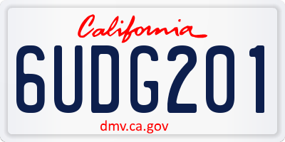 CA license plate 6UDG201