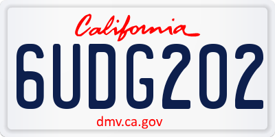 CA license plate 6UDG202