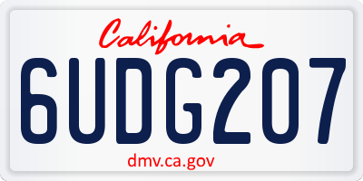 CA license plate 6UDG207