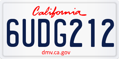 CA license plate 6UDG212