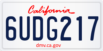 CA license plate 6UDG217