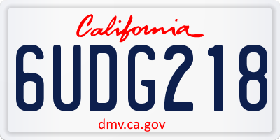 CA license plate 6UDG218