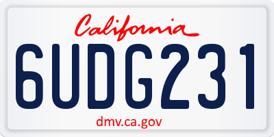 CA license plate 6UDG231