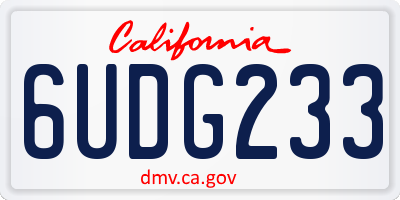 CA license plate 6UDG233