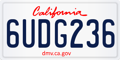CA license plate 6UDG236