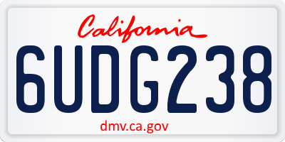 CA license plate 6UDG238