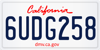 CA license plate 6UDG258