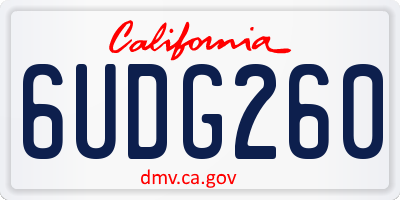 CA license plate 6UDG260