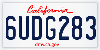 CA license plate 6UDG283