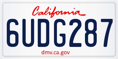 CA license plate 6UDG287