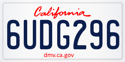 CA license plate 6UDG296