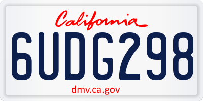 CA license plate 6UDG298