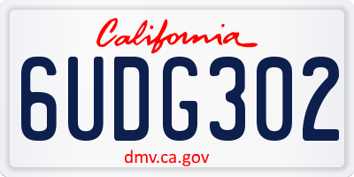 CA license plate 6UDG302