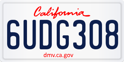 CA license plate 6UDG308