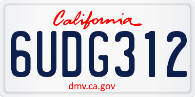 CA license plate 6UDG312