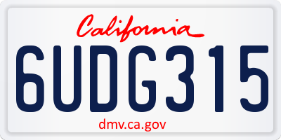 CA license plate 6UDG315