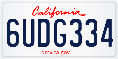 CA license plate 6UDG334