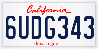 CA license plate 6UDG343