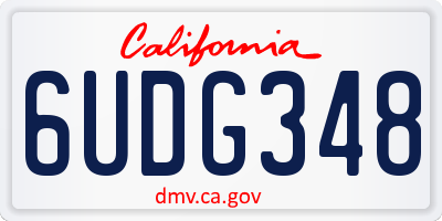 CA license plate 6UDG348