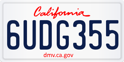 CA license plate 6UDG355