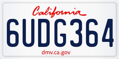 CA license plate 6UDG364